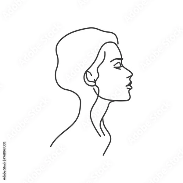 Fototapeta Line drawing of a womans face in profile
