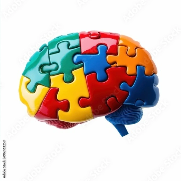 Fototapeta Colorful Brain Puzzle Isolated on White Background