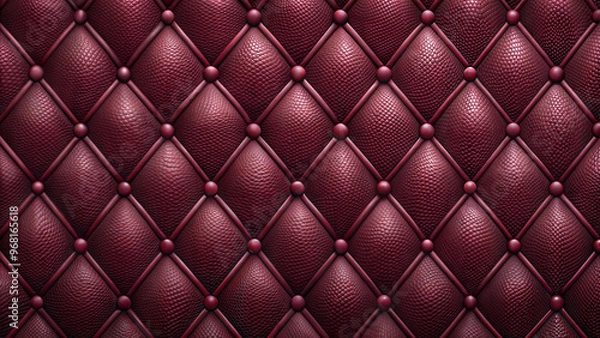 Fototapeta Burgundy leather texture with a diamond pattern and buttons for design purposes