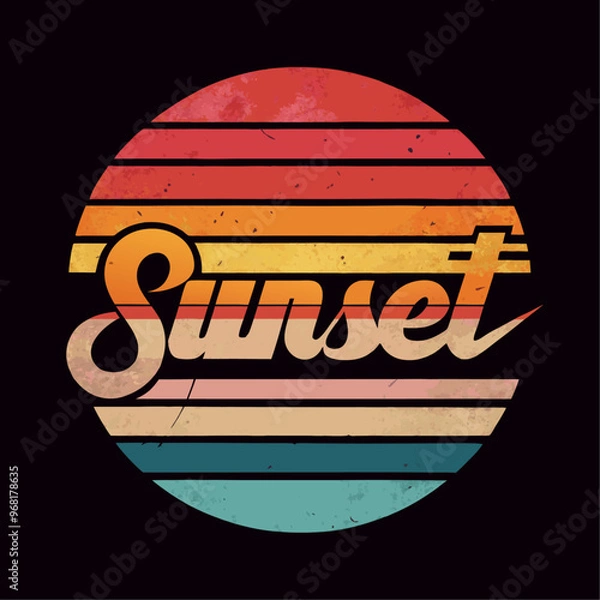 Obraz sunset t-shirt design vactor.