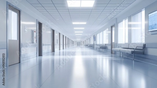 Fototapeta Empty Hospital Corridor