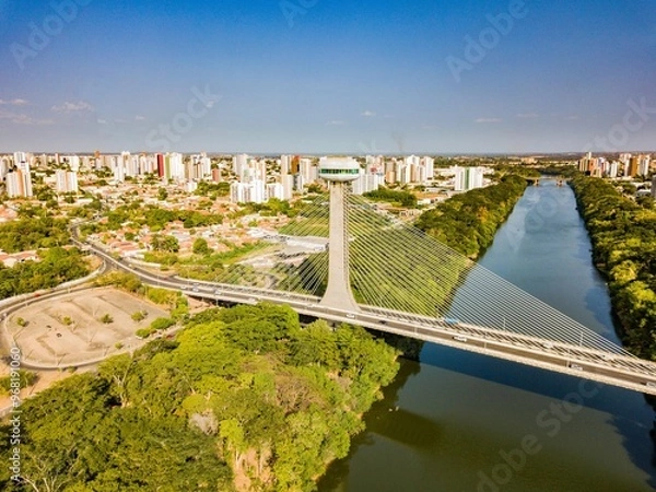 Obraz Teresina - Aerial view of the cable-stayed bridge and city