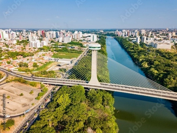 Obraz Teresina - Aerial view of the cable-stayed bridge and city