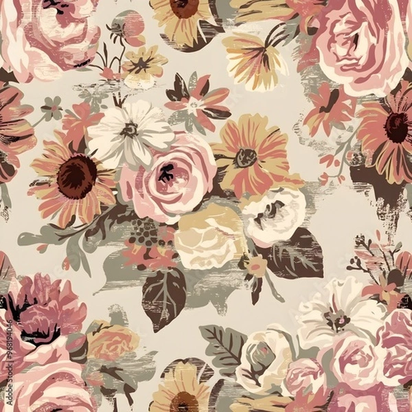 Obraz seamless floral background bunch flower pattern