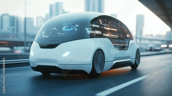 Fototapeta Autonomous vehicles equipped with AI technology