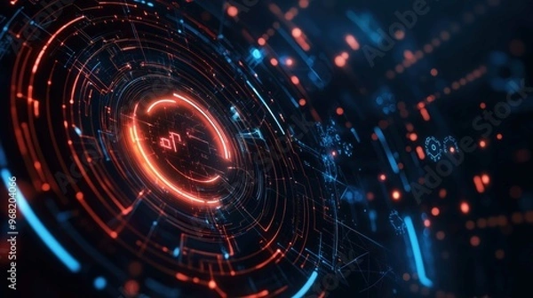 Fototapeta Security alert, technology, cyber security background