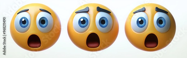 Obraz Mind blown or exploding head three-dimensional emoji isolated on transparent background. 3D rendering
