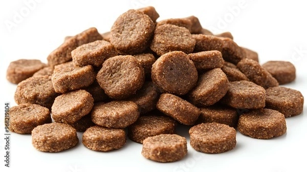 Fototapeta Croquettes for pet, dog or cat, on a white background	
