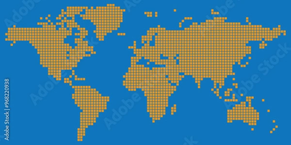 Obraz Orange colored square dotted world map vector