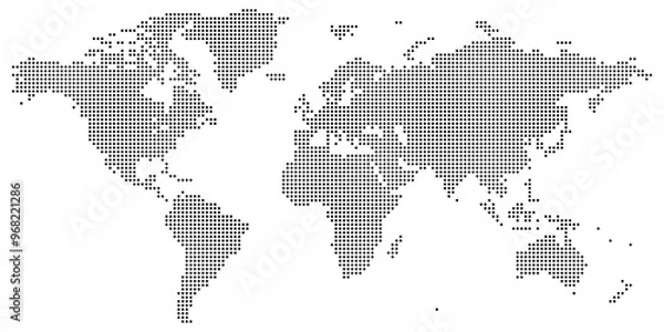 Obraz Black on white dotted world map vector