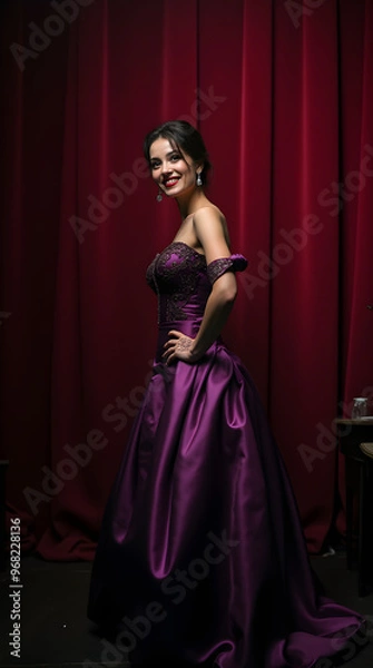 Fototapeta Elegant Performer in a Dramatic Setting