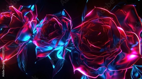 Obraz Neon Rose Bouquet