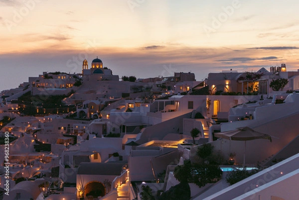 Obraz sunset over the Santorini, Greece