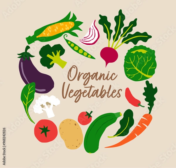 Fototapeta Organic vegetables layout.