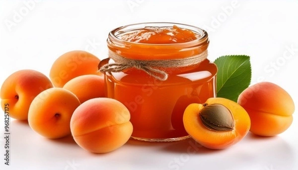 Fototapeta apricot jam white background