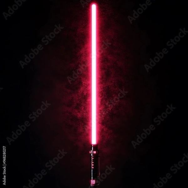 Obraz Red lightsaber with a dark background