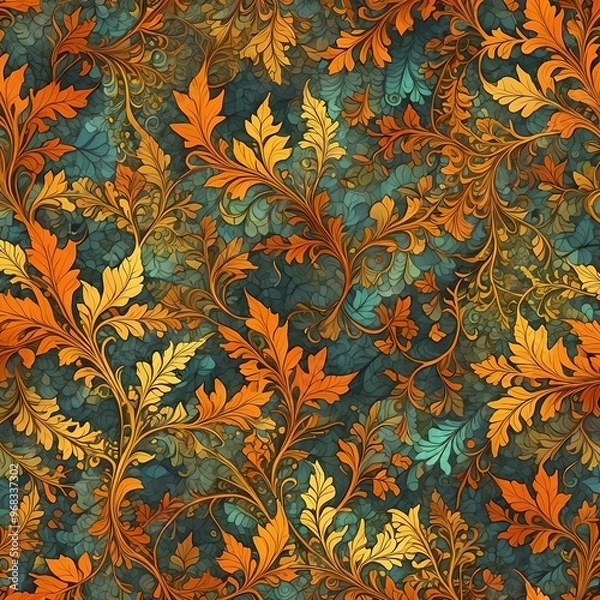Fototapeta seamless autumn pattern with leaves