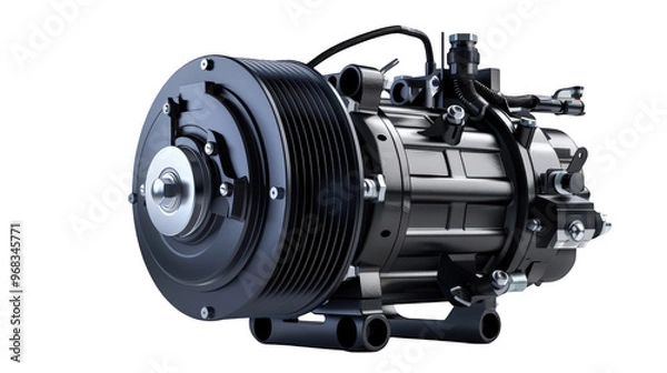 Obraz Automotive air conditioning compressor engine part isolated transparent background