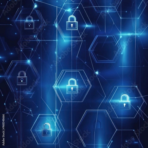 Fototapeta Cyber Security Network with Padlocks