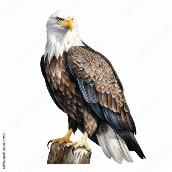 Fototapeta Majestic Bald Eagle Illustration for Wildlife Enthusiasts and Educational Use - Detailed Bird of Prey Artwork