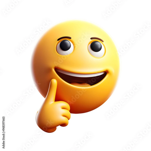 Obraz Curious Smiley Face Thinking Expression in 3D Render PNG Format