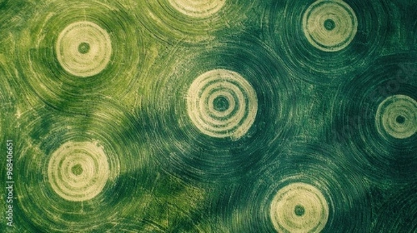 Fototapeta Aerial view of abstract crop circle patterns