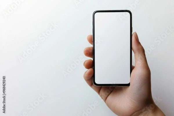 Fototapeta Hand Holding Smartphone Mockup Isolated created with Generative AI
