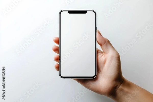 Fototapeta Hand Holding Smartphone Mockup Isolated created with Generative AI