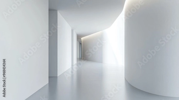 Fototapeta Curved Walls and Minimalist Design: A Modern Architectural Corridor