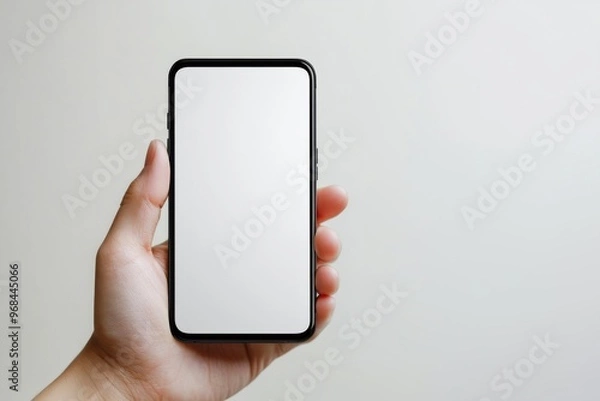 Fototapeta Hand Holding Smartphone Mockup Isolated created with Generative AI