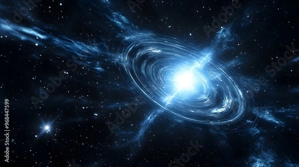 Obraz 42. A detailed illustration of a rotating neutron star (pulsar)