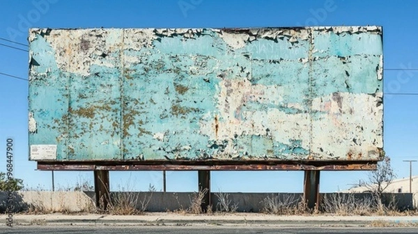 Fototapeta Cracked and peeling layers of old billboards