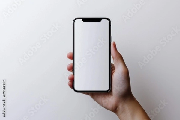 Fototapeta Hand Holding Smartphone Mockup Isolated created with Generative AI