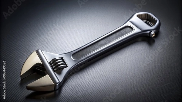 Fototapeta High-quality adjustable wrench with a sleek black handle for mechanical tasks , versatile, repair, tool