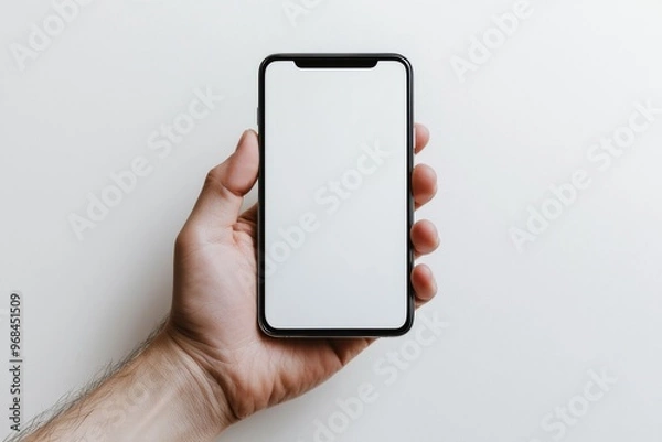 Fototapeta Hand Holding Smartphone Mockup Isolated created with Generative AI