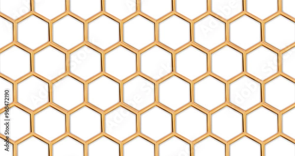 Obraz 3d realistic vector illustration. Yellow honeycomb pattern.