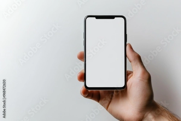 Fototapeta Hand Holding Smartphone Mockup Isolated created with Generative AI