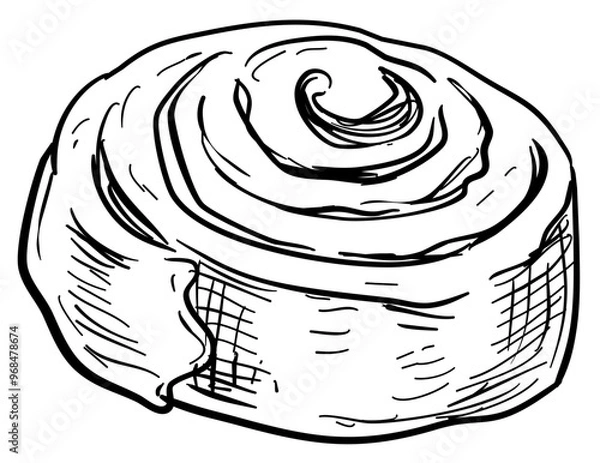 Obraz cinnamon roll cake handdrawn illustration