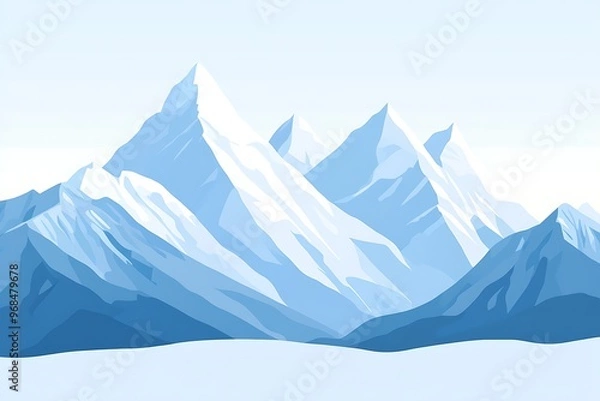 Fototapeta Beautiful mountain landscape, panorama of snow-covered mountains on the background of clear sky.