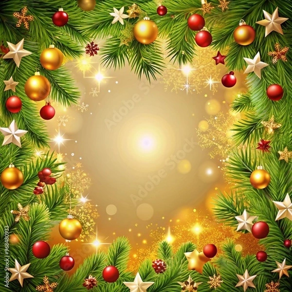 Obraz christmas background with branches and balls