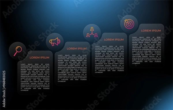 Obraz Modern transparent timeline infographic with four steps