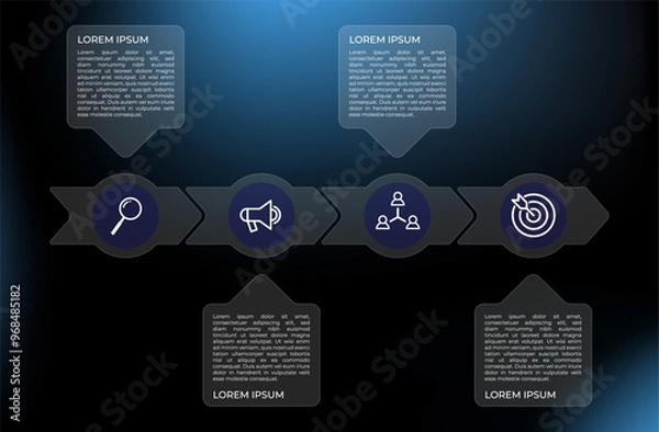 Obraz Transparent timeline infographic with four steps