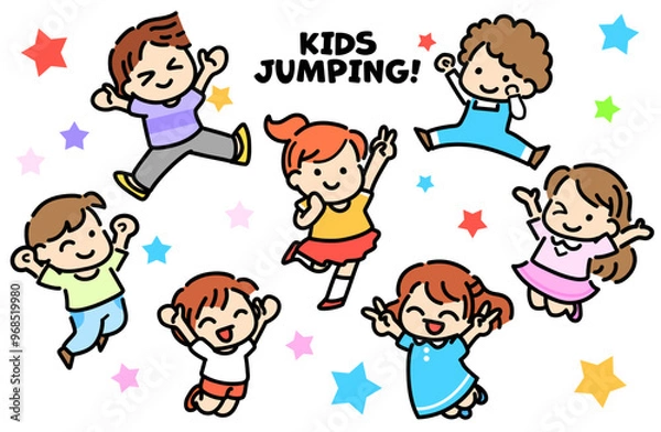 Obraz 元気な子ども達 ジャンプ