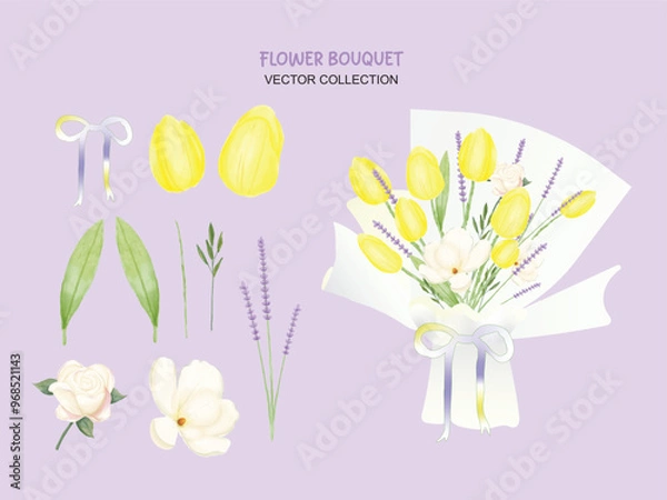 Obraz Flowers Bouquet Collection Set