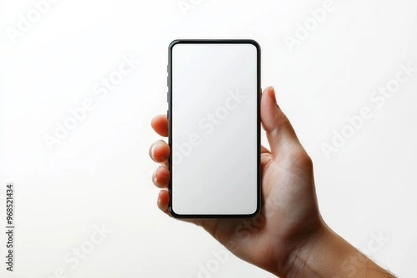 Fototapeta Hand Holding Smartphone Mockup Isolated created with Generative AI