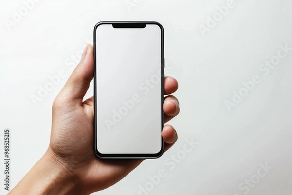 Fototapeta Hand Holding Smartphone Mockup Isolated created with Generative AI
