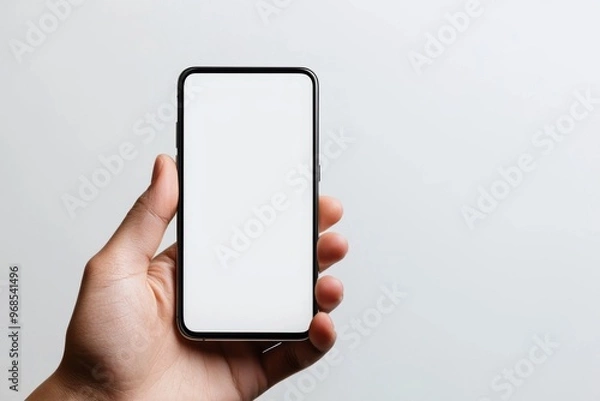 Fototapeta Hand Holding Smartphone Mockup Isolated created with Generative AI