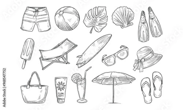 Obraz beach handdrawn collection