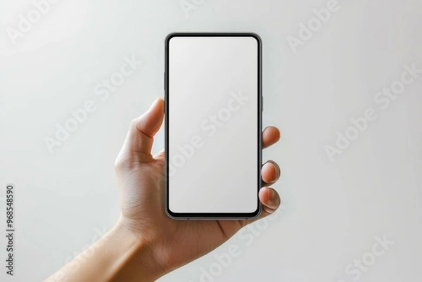 Fototapeta Hand Holding Smartphone Mockup Isolated created with Generative AI