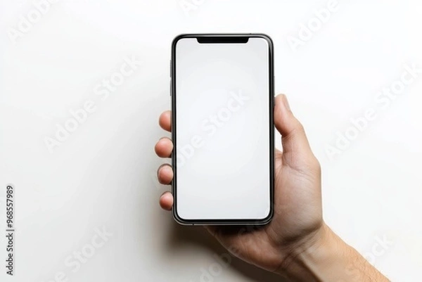 Fototapeta Hand Holding Smartphone Mockup Isolated created with Generative AI